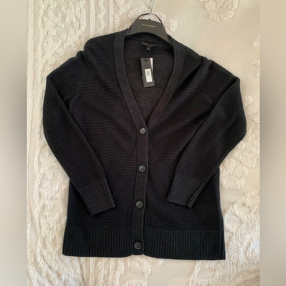 Banana Republic Sweaters - NWT Banana Republic Linen Cardigan Black V-Neck Button Down Size Large